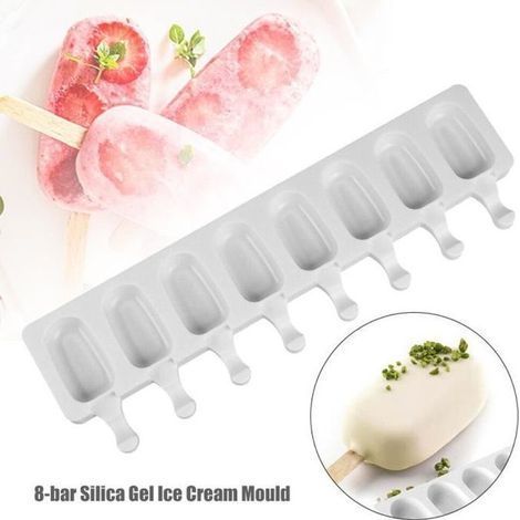 HONORNIC - Moule à crème glacée en silicone 8 cellules Fabricant de jus de sucettes glacées Portable DIY pour la maison
