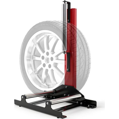 Support de jante avec roues, design à 3 roulettes et réglage de la hauteur, support de pneu en acier - Support de nettoyage de roue pour le nettoyage, le polissage et l'entretien des roues