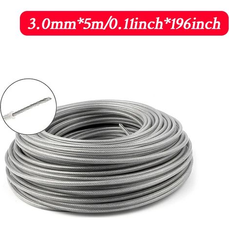 (5 m x 3 mm) Fil de coupe-bordures en nylon et acier, long rouleau rond, pour tondeuse à gazon. (1/4)