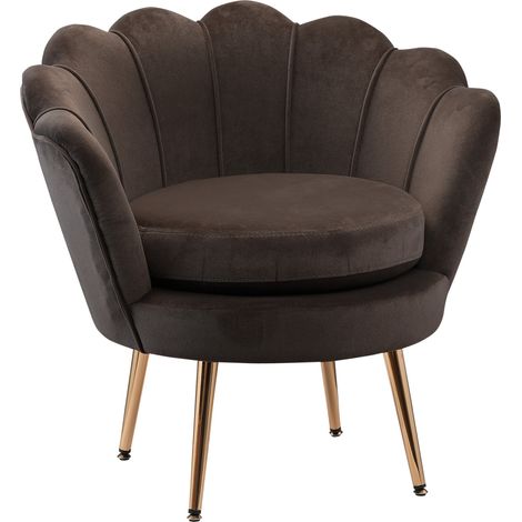 Poltrona Imbottita 76x67x74 cm in Tessuto Vellutato Grigio (1/5)