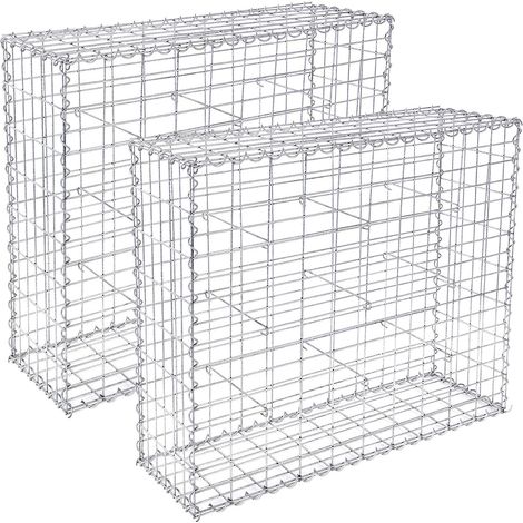 Songmics – Gabion pour pierre 100 x 80 x 30 cm – Acier galvanisé 4 mm – Maille 5 x 10 cm – Assemblage sans outil – Décoration de jardin