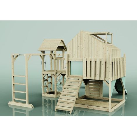 Polarplay Spielturm Milo aus Holz in GrünBabyschaukel (1/4)