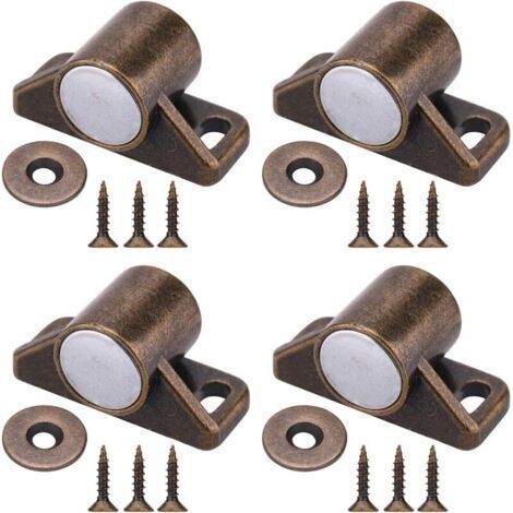 4 Pièces Loquets de Porte Magnétiques Aimants de Porte d'Armoire avec Vis en Acier Inoxydable pour Ferme Armoire de Cuisine Fermeture de Porte Coulissante (Bronze)