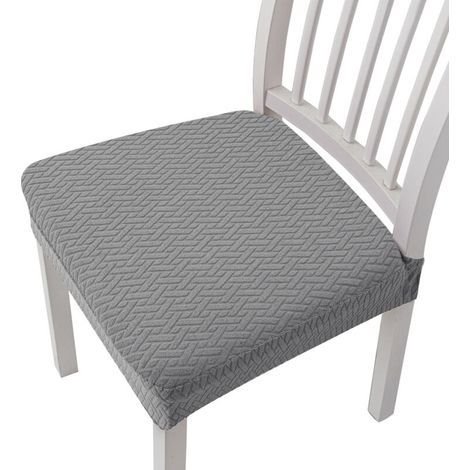 Housse de coussin de chaise gris clair en forme de T, à motif jacquard à carreaux longs.