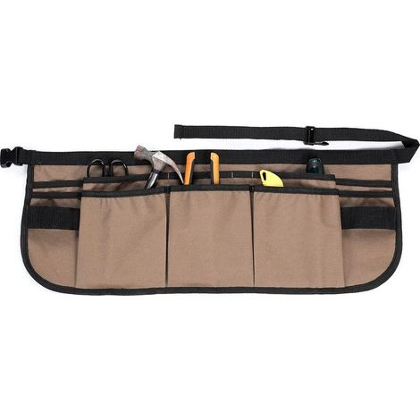 AGE Ceinture porte-outils de jardinage avec 13 poches ceinture étanche 600D Oxford jupe enveloppante ceinture porte-outils de jardinage réglable pour jardiniers femmes et hommes (marron) (1/5)