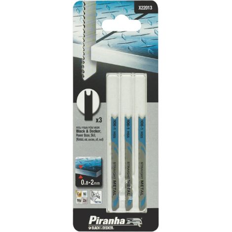 BLACK&DECKER - PIRANHA - 3 LAME PER SEGHETTO ALTERNATIVO - TAGLIO METALLO 70x0,7MM - ATTACCO AD U