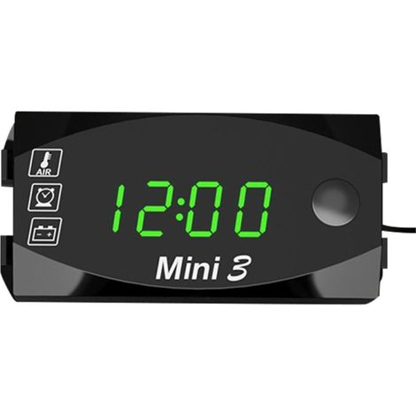 Horloge numérique 3 en 1 pour moto (6-30 V CC) + thermomètre + voltmètre, étanche IP67, testeur de batterie, indicateur de niveau de batterie pour voiture, bateau et marine (1/5)