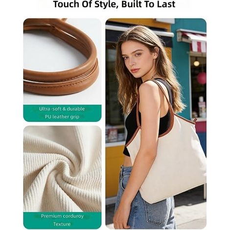 Sac cabas en velours côtelé pour femme, grand bandoulière nouveauté automne (1/5)