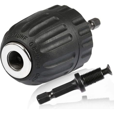 Mandrin à dégagement rapide 0,8-10 mm, mandrin à dégagement rapide 3/8"-24UNF, porte-mandrin à dégagement rapide, mandrin à queue hexagonale avec porte-mandrin hexagonal interne, mandrin de perçage 1/ (1/5)