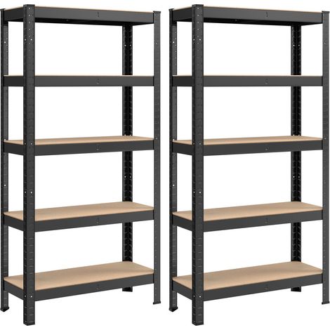 Songmics – Étagère de rangement 5 niveaux – Dimensions 30 x 75 x 150 cm – Charge 650 kg – Planches réglables – Acier noir pour cuisine et salon (1/5)