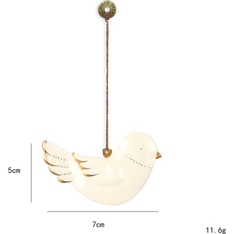 Décorations de sapin de Noël en métal, mini suspensions style nordique, ornements festifs en forme de colombe blanche, accessoires décoratifs pour arbre de Noël, lot de 2 pièces (1/5)