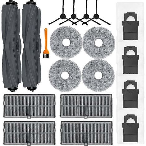 Pièces détachées pour aspirateur robot X30 Ultra X30 : brosse principale latérale, filtre HEPA, lingettes de nettoyage, sacs à poussière (1/5)