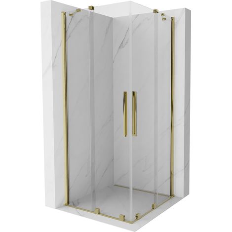 Mexen Velar Duo cabine de douche coulissante 90 x 90 cm, transparent, or - 871-090-090-02-50 (1/5)