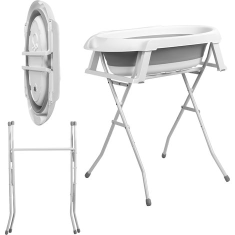 Baignoire pour animaux de compagnie deux-en-un avec poignée pliante amovible, capacité de charge de 15 kg, dimensions 87×61×85 cm, grise. (1/5)