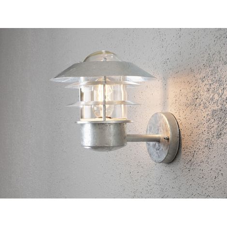 Stylische LED Außen Wandlaterne stehend, Stahl Silber, Höhe 24cm (1/5)