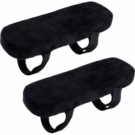Coussin Accoudoir Chaise - 25 x 7,5 x 3 cm - Mousse Mémoire - Housse Amovible - Noir - Lot de 2 (1/5)