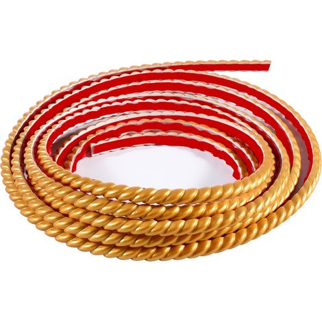Bande Décorative Adhésive PVC 5M - Bordure Papier Peint, Cadre Miroir, Armoire, Meuble, Mur, Plafond - Moulure de Finition Murale (10mm, Doré)