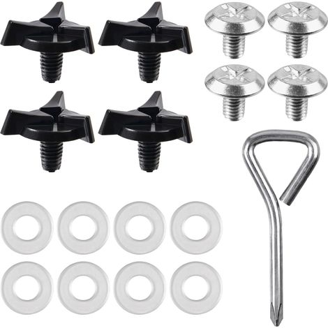 8 vis de visière de Casque de Moto avec 8 rondelles en Caoutchouc et 1 Tournevis Triangulaire Accessoires de Casque pour Casques de Motocross (Noir, Argent) (1/5)