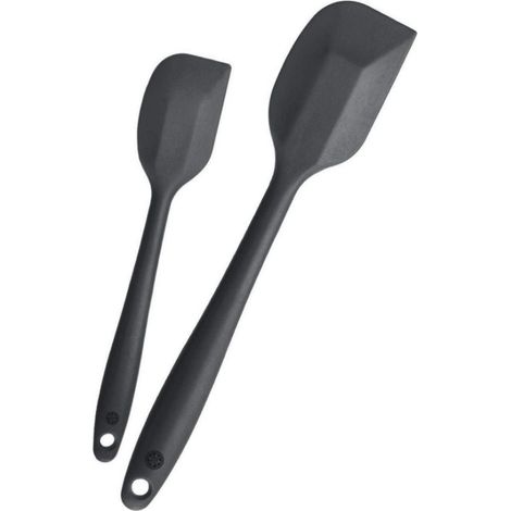 de spatules en design hygiénique monobloc batterie cuisine antiadhésif Ensemble 2 silicone caoutchouc noir (1/5)