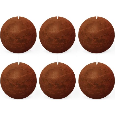 6x Bougie Boule Rustique 80 mm 24h - bordeaux (1/5)