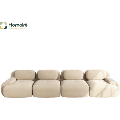 Canapé modulable en velours côtelé beige avec accoudoirs 388 x 103 x 75 cm HOMAIRE (1/4)