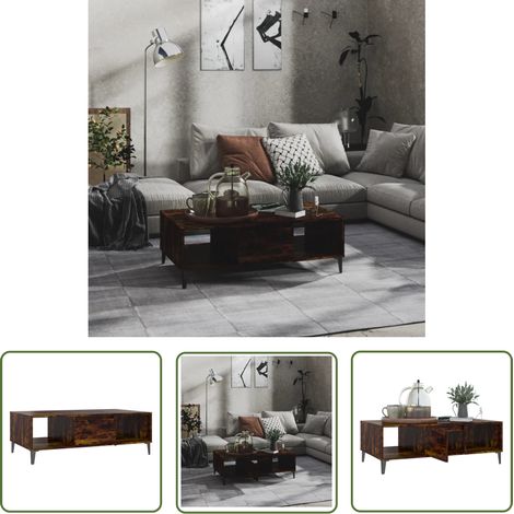 The Living Store Couchtisch Räuchereiche 103,5x60x35 cm Holzwerkstoff - Couchtisch - Wohnzimmertisch - Holzt Tisch - Rauchereiche - Modernes Design (1/5)