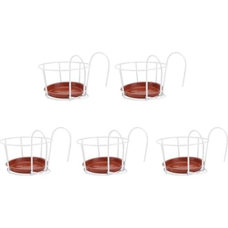 Lot de 5 pots de fleurs ronds à suspendre pour balcon, balcon, porche, jardin - 16 cm (1/5)