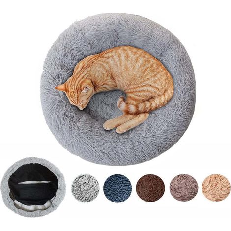 XXL Lit pour chien orthopédique Rond Lavable Memory Foam Antistress L-80cm Gris Clair