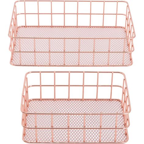Lot de 2 paniers de rangement multifonctionnels en fer pour cosmétiques, fruits et autres produits ménagers. (1/5)