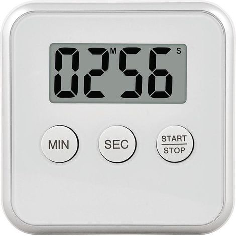 Minuteur de cuisine numérique magnétique - Avec support et batterie - Compte-minutes de cuisson - Blanc (1/5)