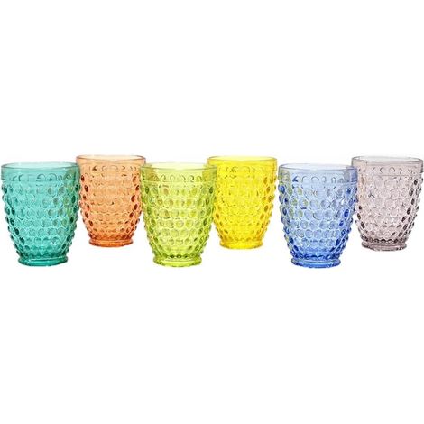 TrAdE Shop Traesio - Set 6pz Bicchieri In Vetro Multicolore Per Tavola Cucina Con Motivo A Bolle In Rilievo - (1/5)