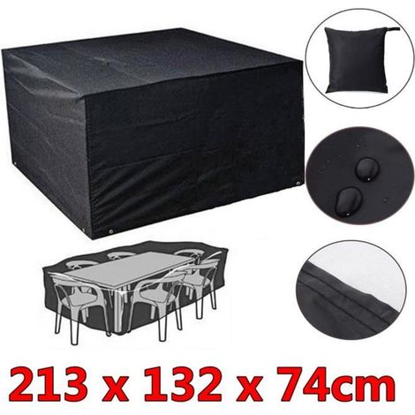 1 housse de meuble de jardin, imperméable 213x132x74 cm, en polyester enduit PVC, pour ensemble cube 6 places, extérieur (1/4)