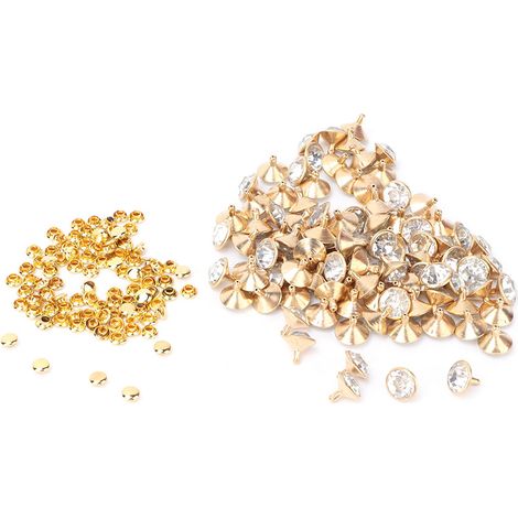 Clous à Rivets Rapides 12mm avec Incrustation de Cristal pour Décoration d'Artisanat en Cuir DIY (Argent) (1/5)