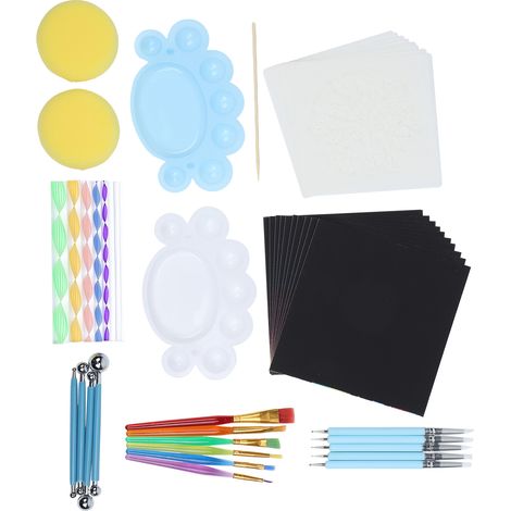 Kit de 47 outils à pointiller pour mandalas, pochoirs et accessoires pour mini chevalet. (1/5)