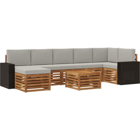 Outdoor Sofa Set with Cushion 8 pcs Natural and Light Grey vidaXL (1/5)