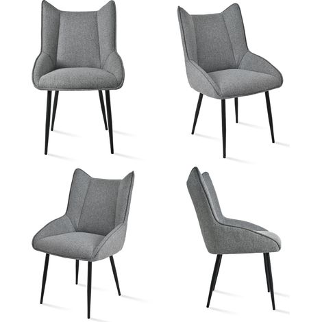 Bon Furni Gepolsterte Esszimmerstühle aus Stoff Taubengrau, 4er-Set (1/5)