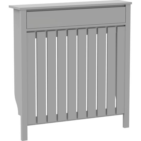 HOMCOM Radiator Cover with Drawer and Vertical Slats Grey