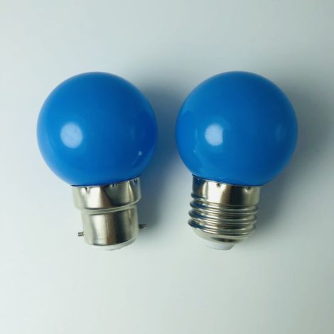 Paquet de 10 ampoules LED B22 1 W, ampoules à baïonnette de couleur, mini ampoules globe G45, rouge vert bleu orange jaune pour mariage, Halloween, Noël (bleu) (1/3)