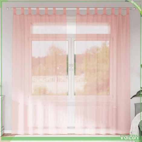 Rideaux en voile - FAFEISY - 4102198 - Rose - Passe-tringles - Lot 2 pièces (1/5)