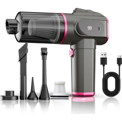 Aspirateur de voiture sans fil, argenté, aspiration puissante, portable, rechargeable