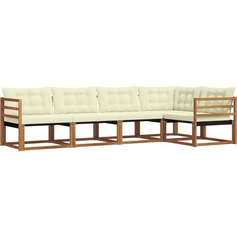 Outdoor Sofa Set 5 pcs Natural and Cream vidaXL (1/5)