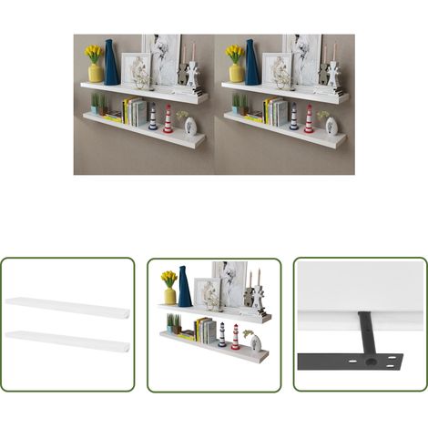 The Living Store Étagères murales 4 pcs Blanc 120 cm - Etagere Murale - Étagères Murales - Rangement Mural - Decoration Murale - Meuble Mural (1/5)