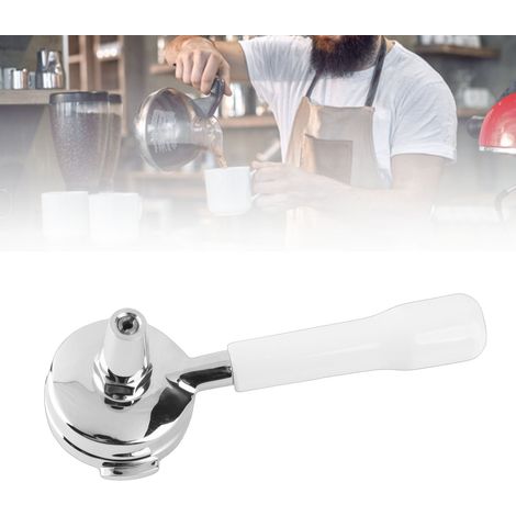 Portafiltro de 58 mm, portafiltro de una sola boquilla con malla fina, mango de acero inoxidable, práctico, accesorio extraíble para máquinas de café, blanco. (1/5)