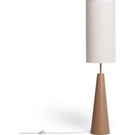 Ledkia – Lampadaire LED dimmable en métal beige – Abat-jour cylindrique en lin – Compatible ampoules E27 – Pour éclairage personnalisé