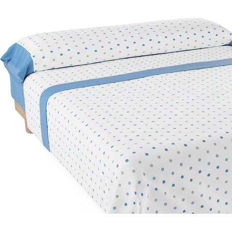 Nalui Juego de Sábanas Azul Maia Tejido Polycotton, Lavable a 30º y Fácil Planchado