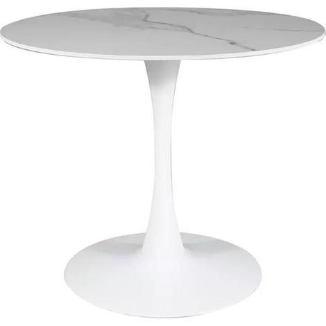 Table ronde blanche 90 cm avec plateau céramique Omega (1/5)