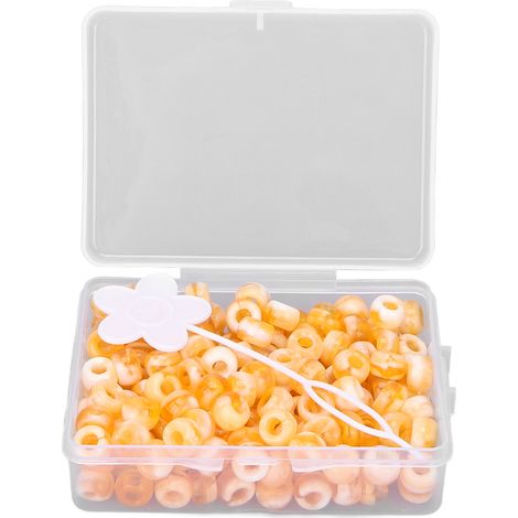 200 Perles à Cheveux Acrylique Bonbon Couleurs Mélangées DIY Déco Cheveux Jaune Foncé Kit de Coiffure Créatif (1/5)
