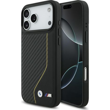 Coque MagSafe BMW M Carbon Line & Logo pour iPhone 17 Pro Max Jaune (1/5)