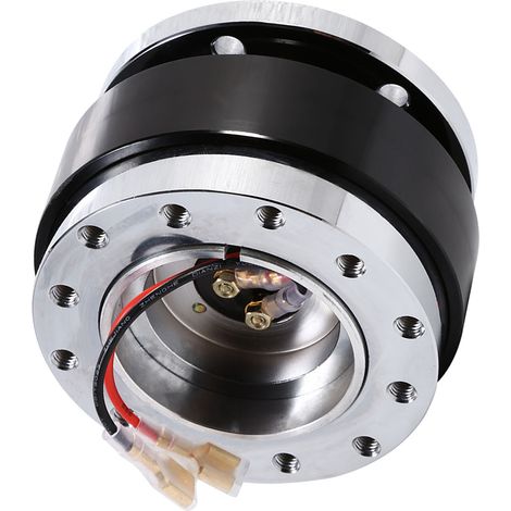 Adaptateur de moyeu de volant universel à 6 trous avec rotule et boulon à dégagement rapide, kit de fixation rapide noir (1/5)