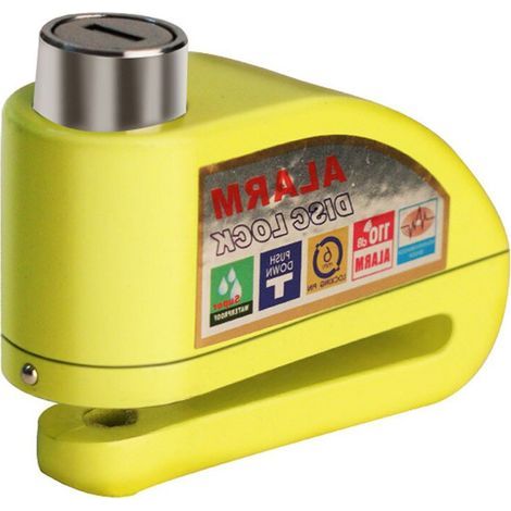 Dispositivo antifurto, adatto a tutti i tipi di veicoli a due ruote, con allarme da 110 dB, blocco disco cablato, giallo (1/5)